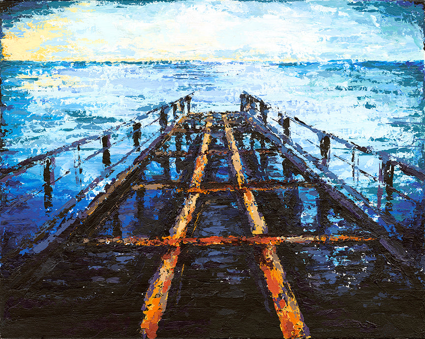 (boat launching) acrylic painting