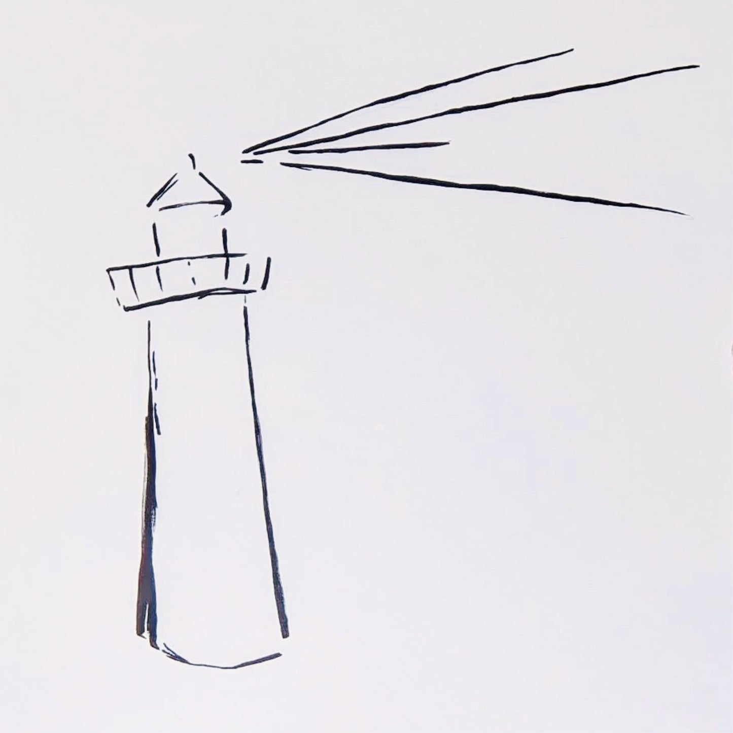 (lighthouse on white) acrylic painting